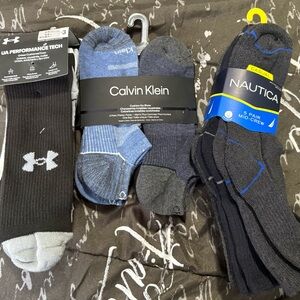 Under Armour Calvin Klein Nautica Men's Crew No-Show Socks Multi-Pack Black Gray